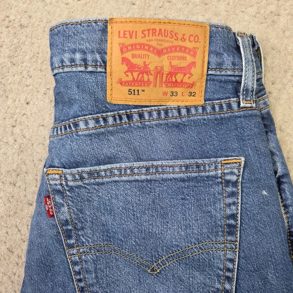 Levi 511 Jeans Mens 33x32 Blue Straight Leg Red Tab Western Riding Casual
